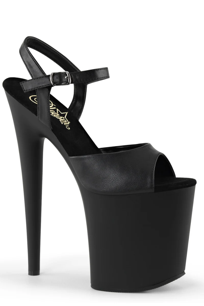 Pleaser USA Flamingo-809 Faux Leather 8inch Stilettos - Matte Black - Image 3