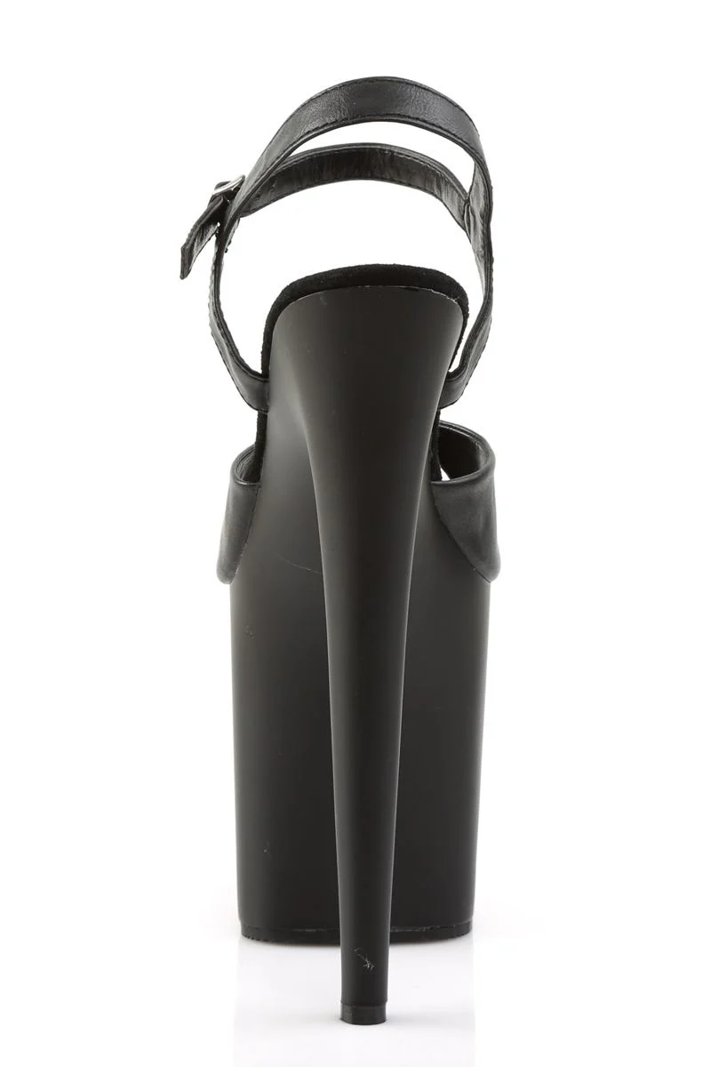 Pleaser USA Flamingo-809 Faux Leather 8inch Stilettos - Matte Black - Image 5