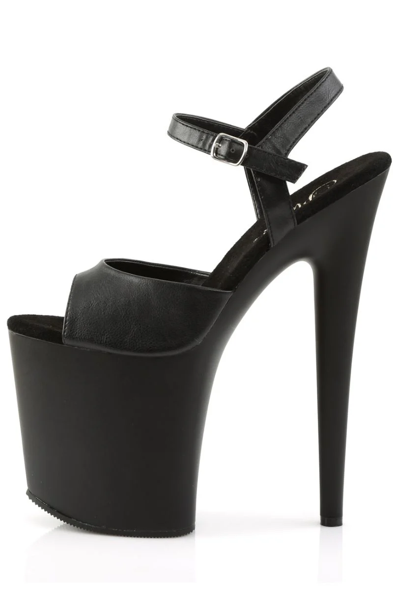 Pleaser USA Flamingo-809 Faux Leather 8inch Stilettos - Matte Black - Image 6