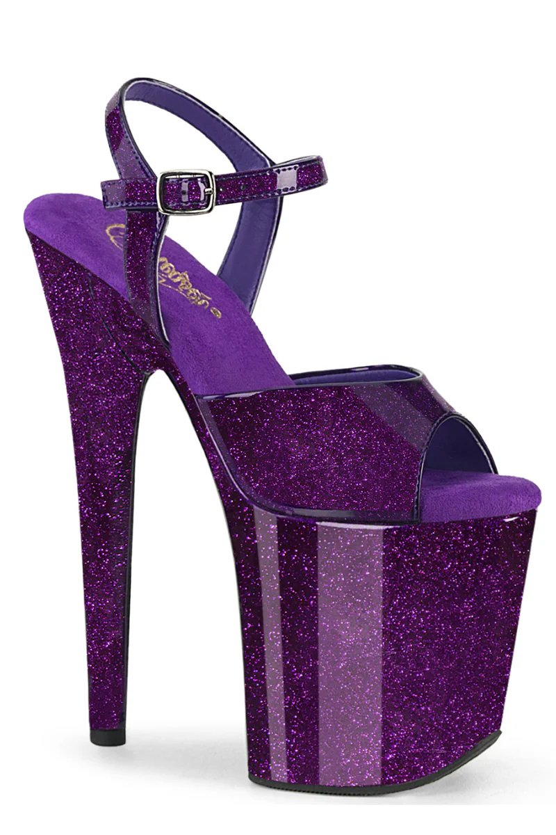 Pleaser USA Flamingo-809GP 8inch Stilettos - Purple Glitter - Image 3