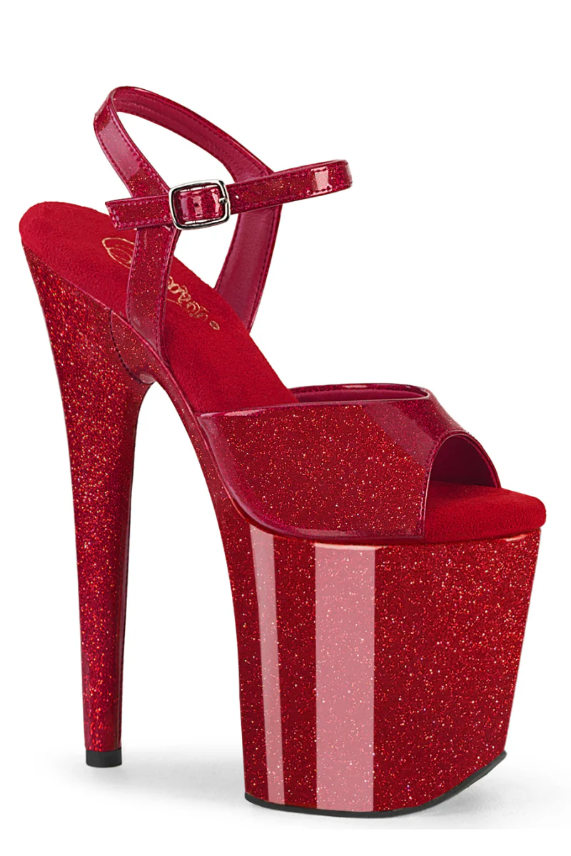 Pleaser USA Flamingo-809GP 8inch Stilettos - Ruby Glitter - Image 3
