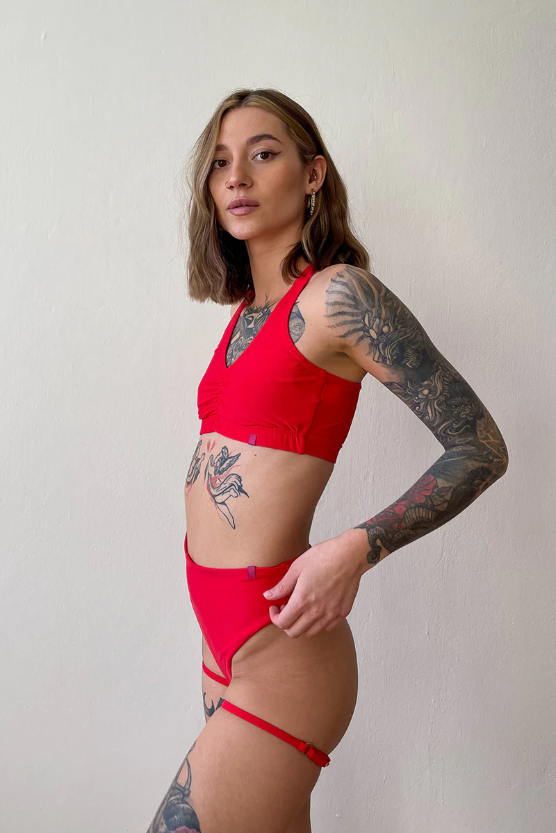 Pole Addict Bliss Adjustable Garter Shorts - Red - Image 5