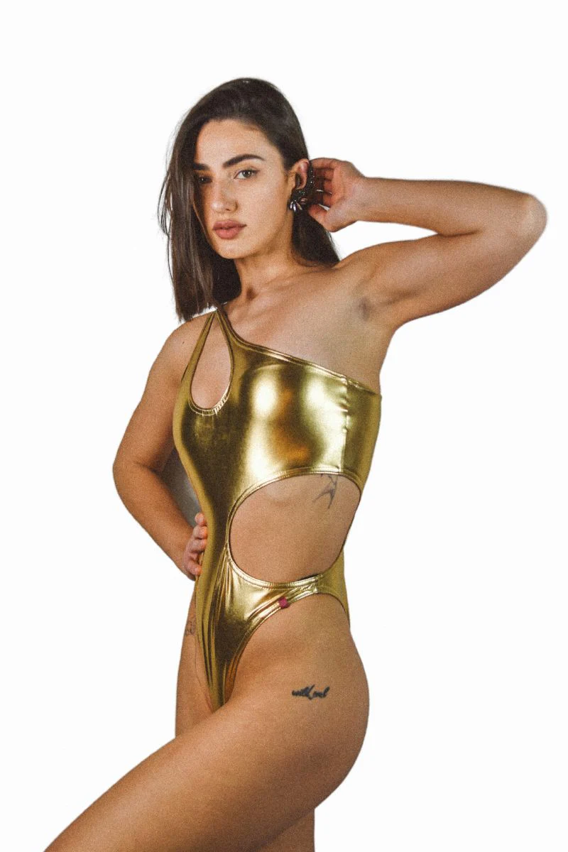 Pole Addict Mesmerised Bodysuit - Metallic Gold - Image 3