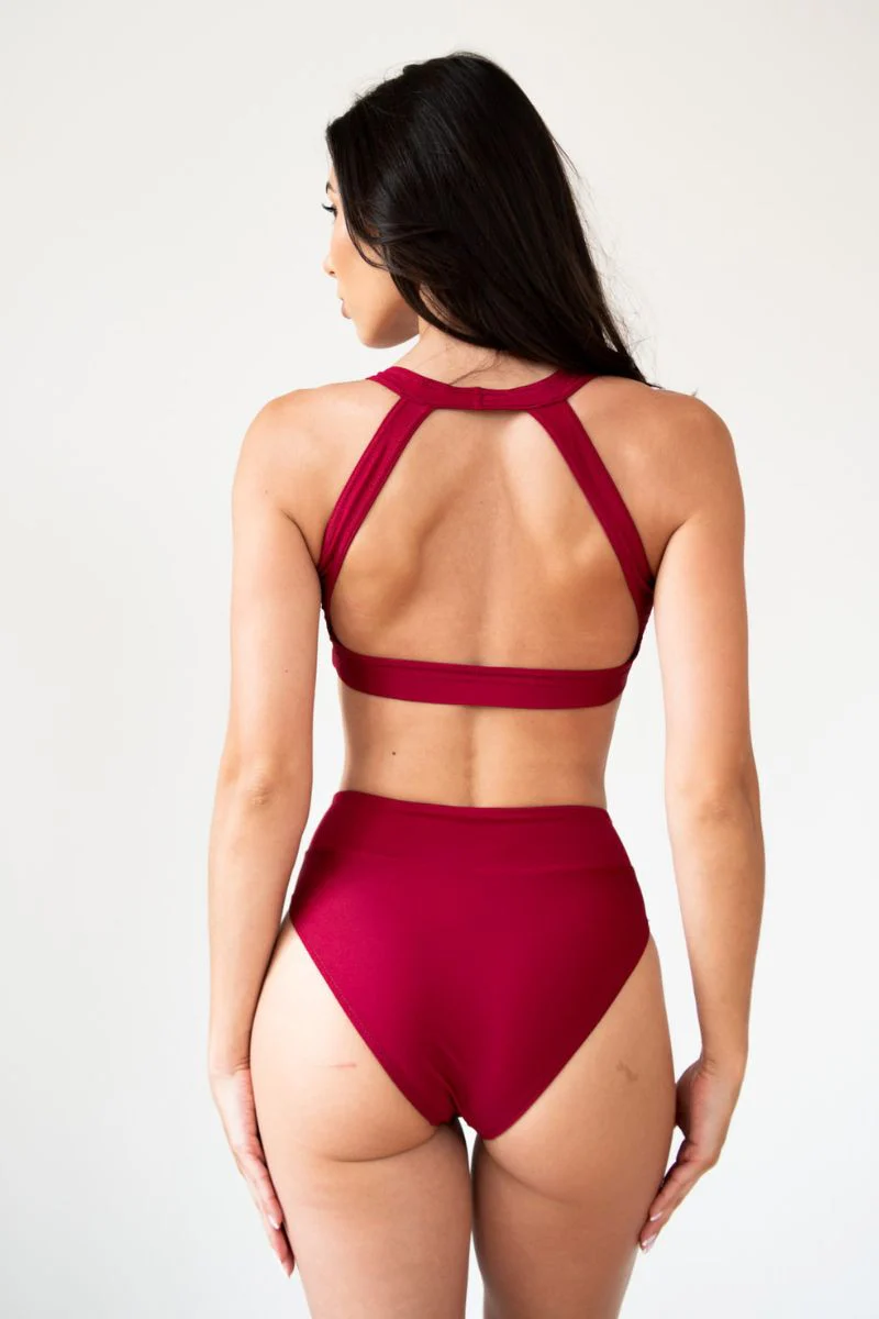 Pole Addict Openback Top - Wine - Image 2