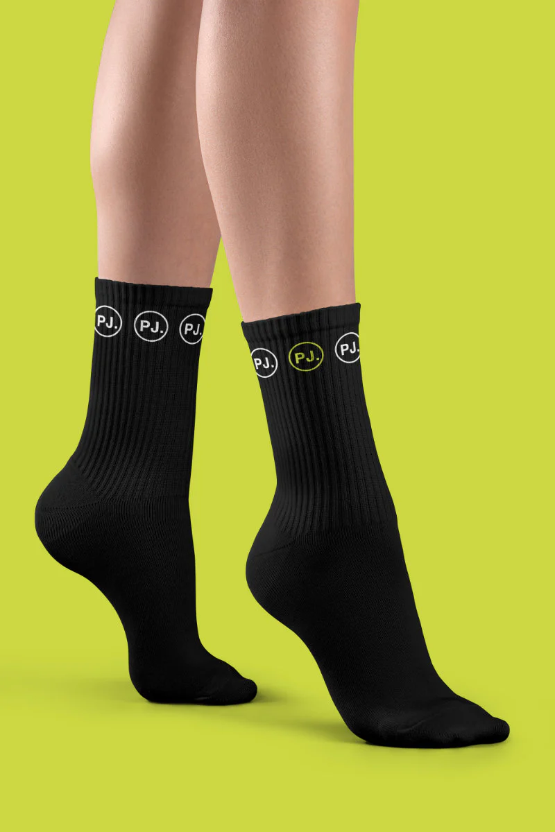 Pole Junkie Circle Logo Socks - Black
