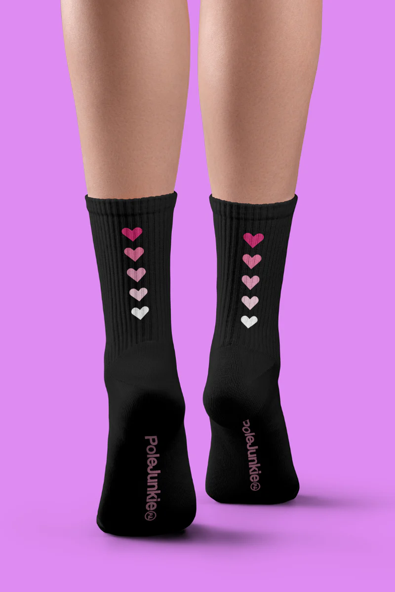 Pole Junkie Hearts Socks - Black