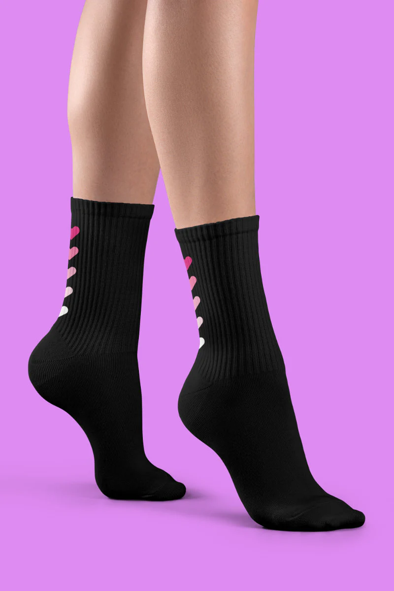Pole Junkie Hearts Socks - Black - Image 2