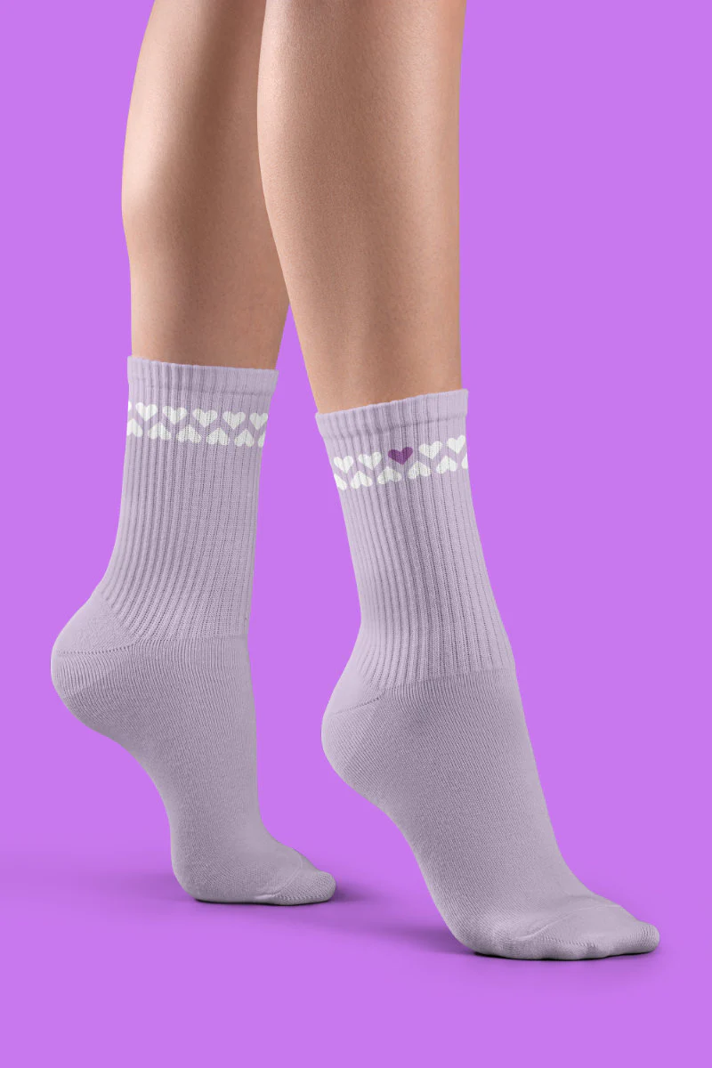 Pole Junkie Pole Princess Socks - Pole is Art/Purple Hearts/Ballerina - Image 3