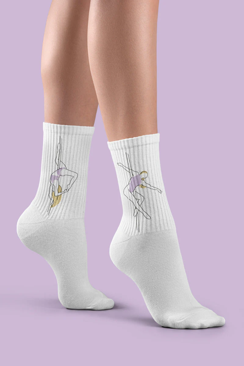 Pole Junkie Pole Princess Socks - Pole is Art/Purple Hearts/Ballerina - Image 4