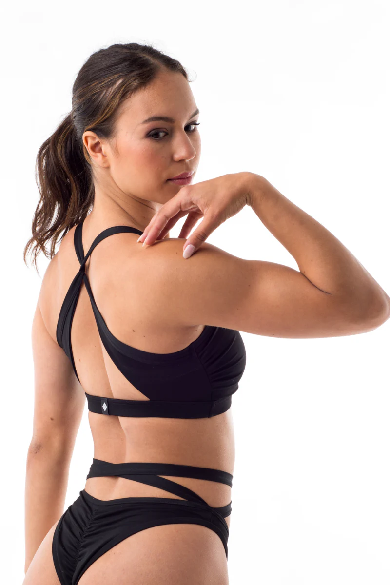 Poledancerka Cross Wrap Top - Black - Image 3