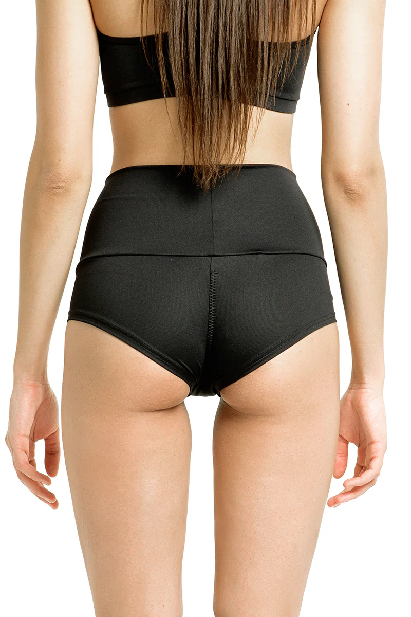 Poledancerka High-Low Brazil Shorts - Black - Image 2