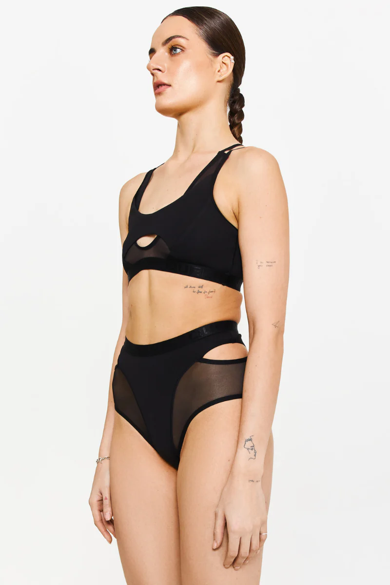 Queen Wear Candy High Waisted Shorts - Black Mesh - Image 3