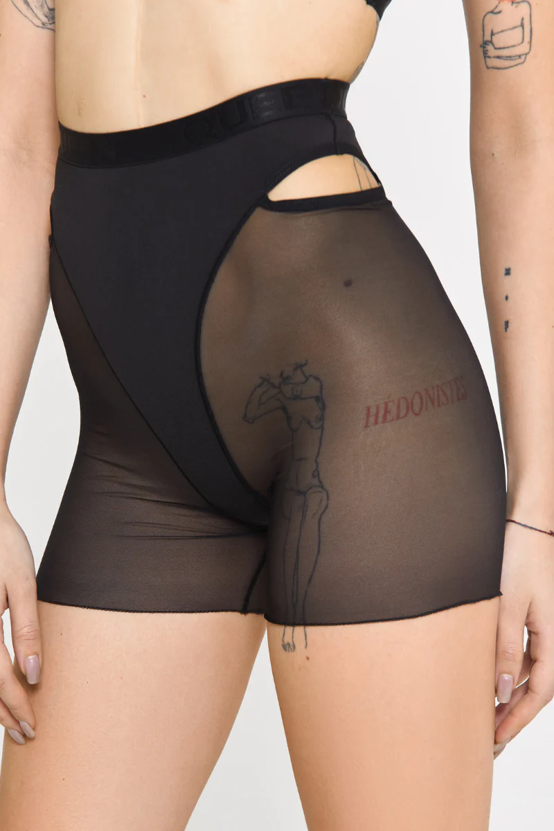 Queen Wear Candy Long Shorts - Black Mesh - Image 4