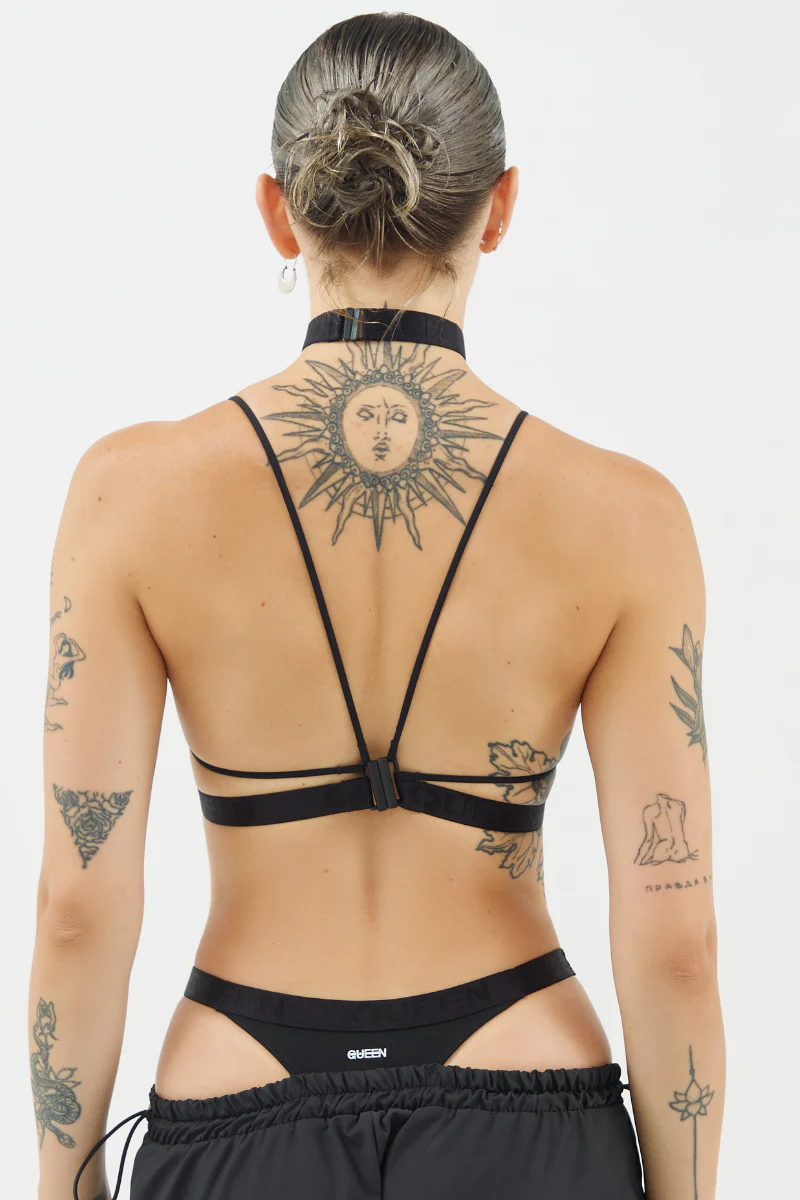 Queen Wear Geo Triangle Bralette - Black Mesh - Image 2