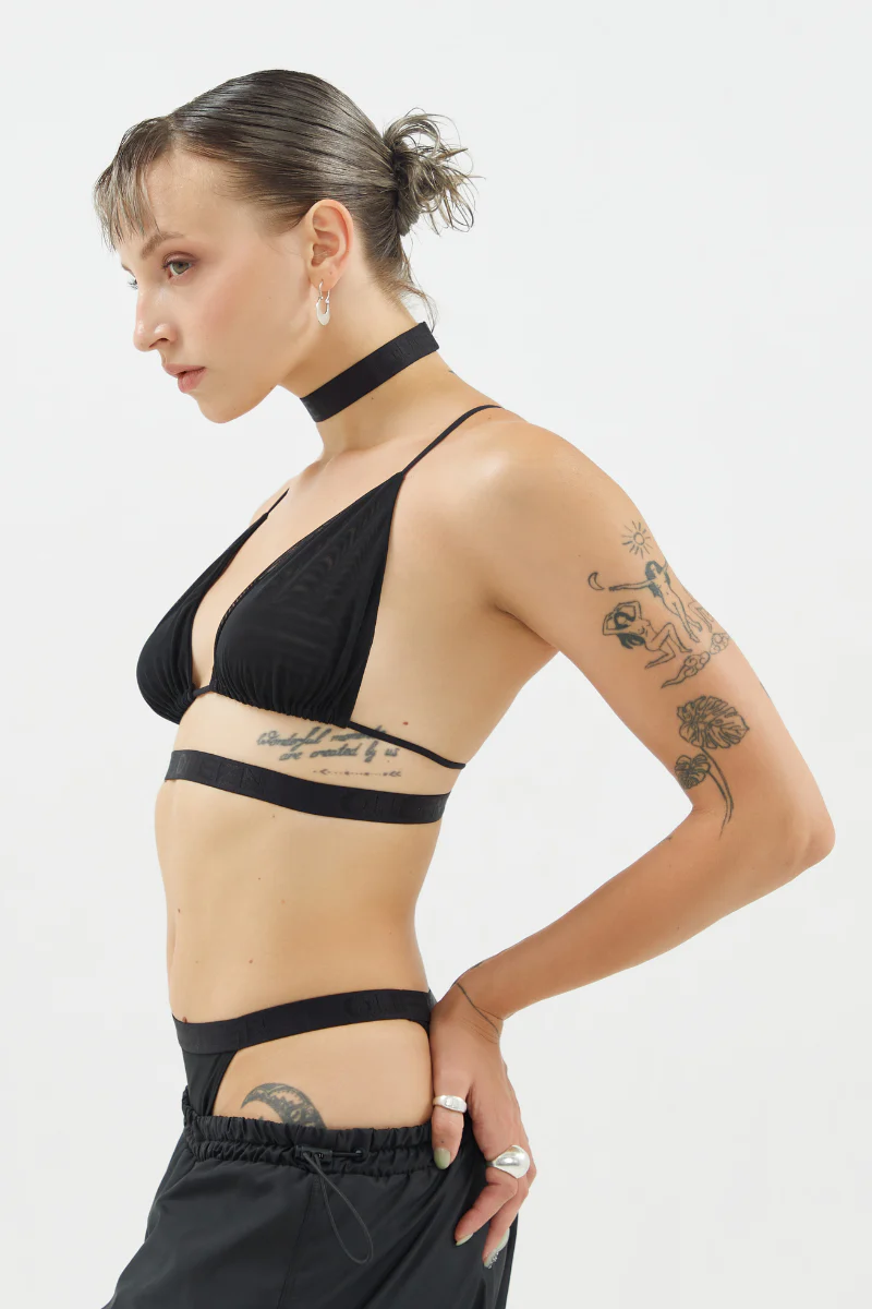 Queen Wear Geo Triangle Bralette - Black Mesh - Image 3