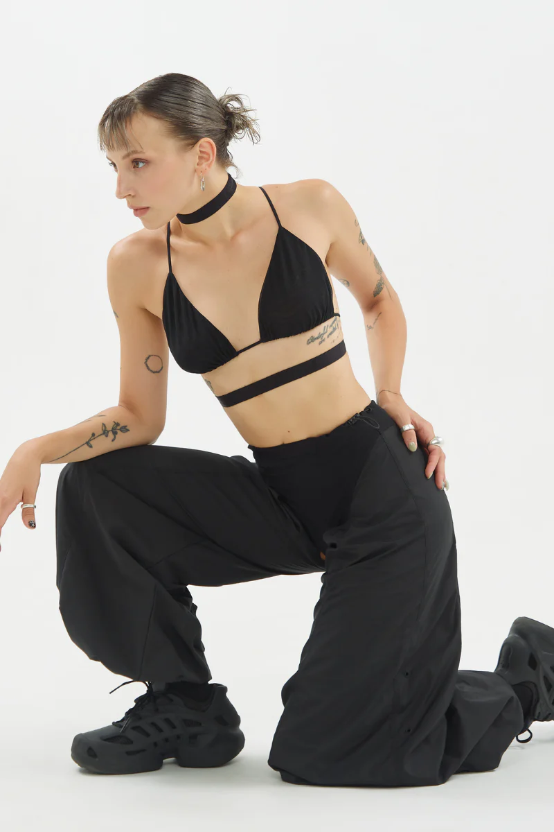 Queen Wear Geo Triangle Bralette - Black Mesh - Image 5