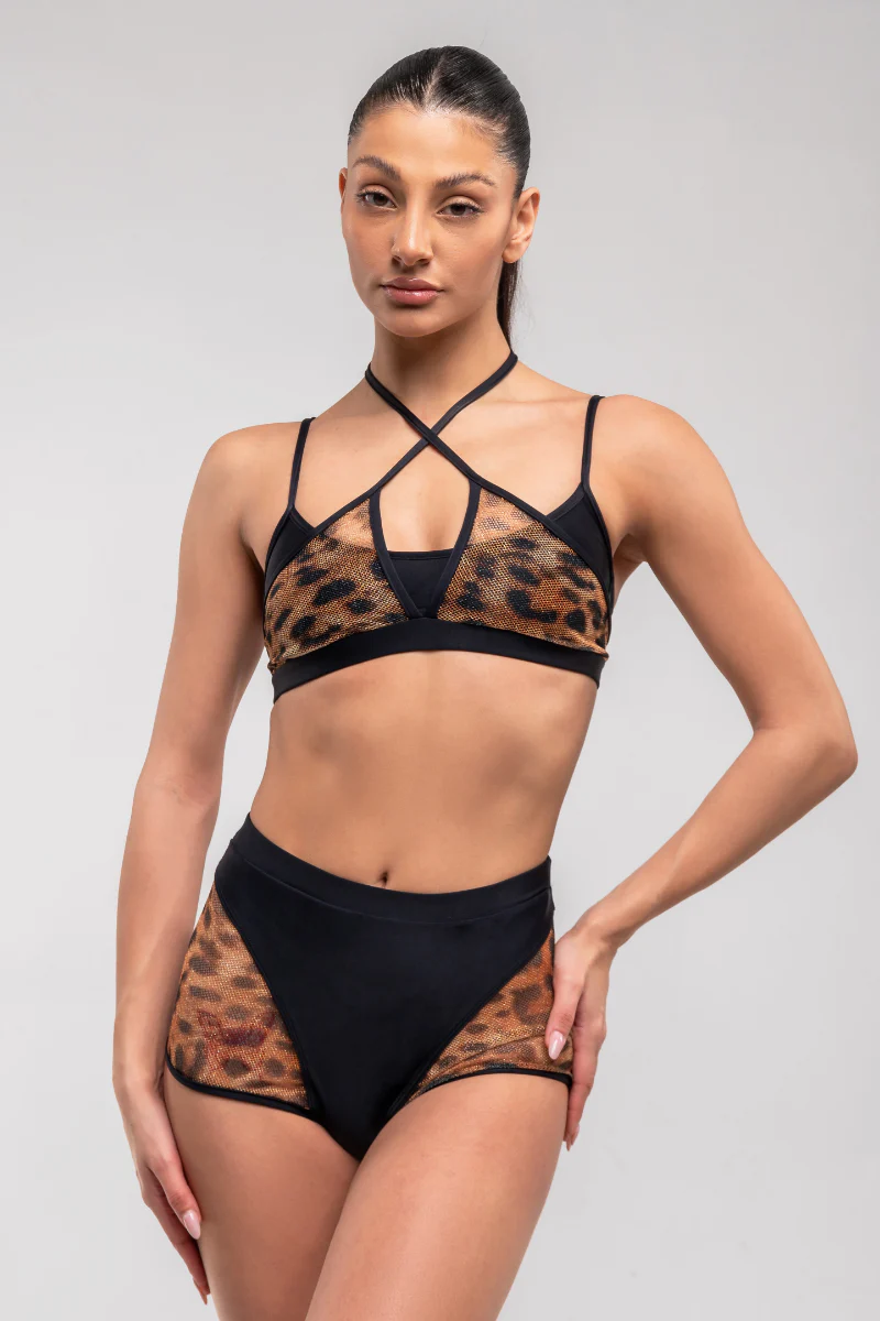 RAD Shimmering Leopard Ember Bottoms - Black Leopard Mesh - Image 4