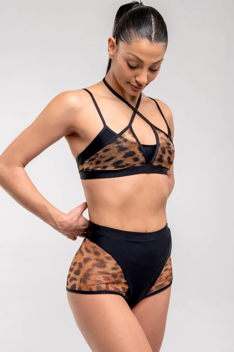 RAD Shimmering Leopard Ember Top - Black Leopard Mesh - Image 3