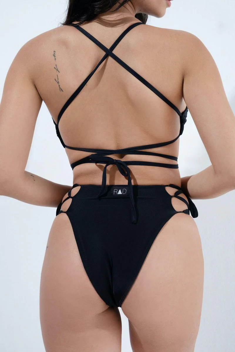 RAD Tie Me Up Halter Top - Black - Image 4