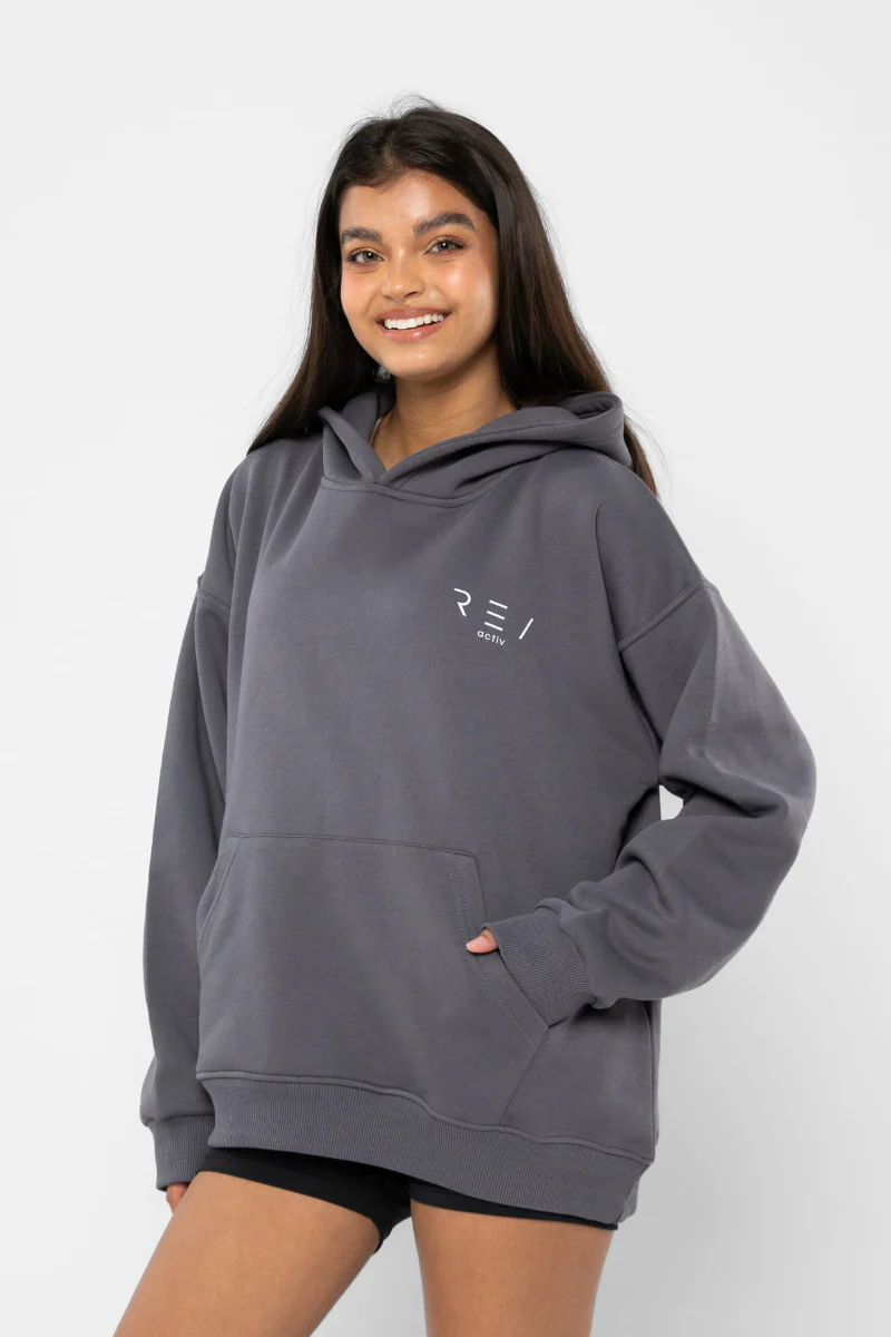 REV ACTIV Innocent Girl With Pleasers Premium Hoodie - Grey - Image 2