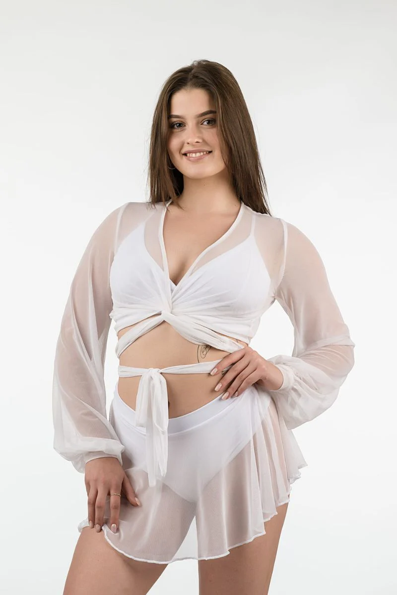 REV ACTIV Mesh Skirt Bottoms - White - Image 3
