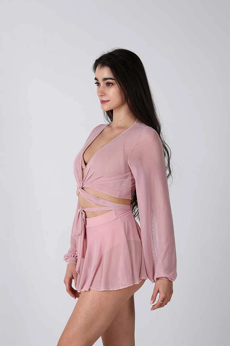 REV ACTIV Mesh Wrap Blouse - Pink - Image 3
