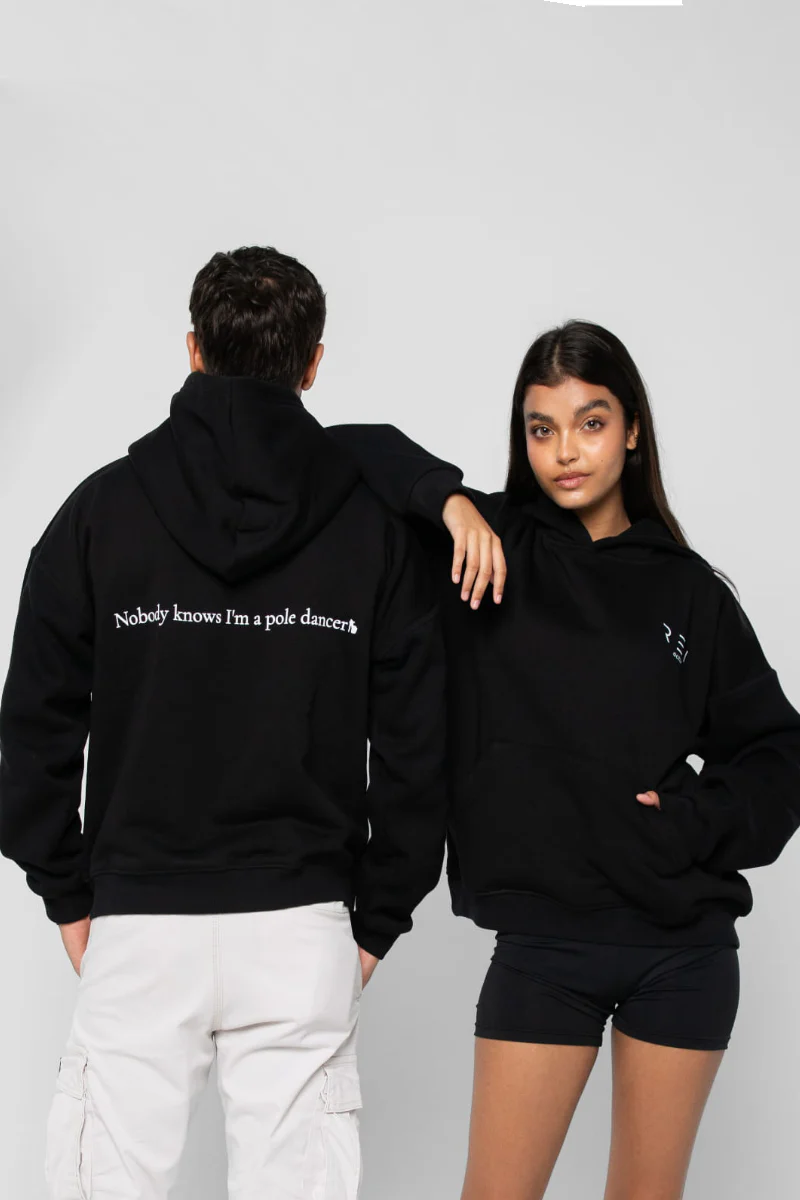 REV ACTIV Nobody Knows I’m A Pole Dancer Premium Hoodie - Black - Image 4