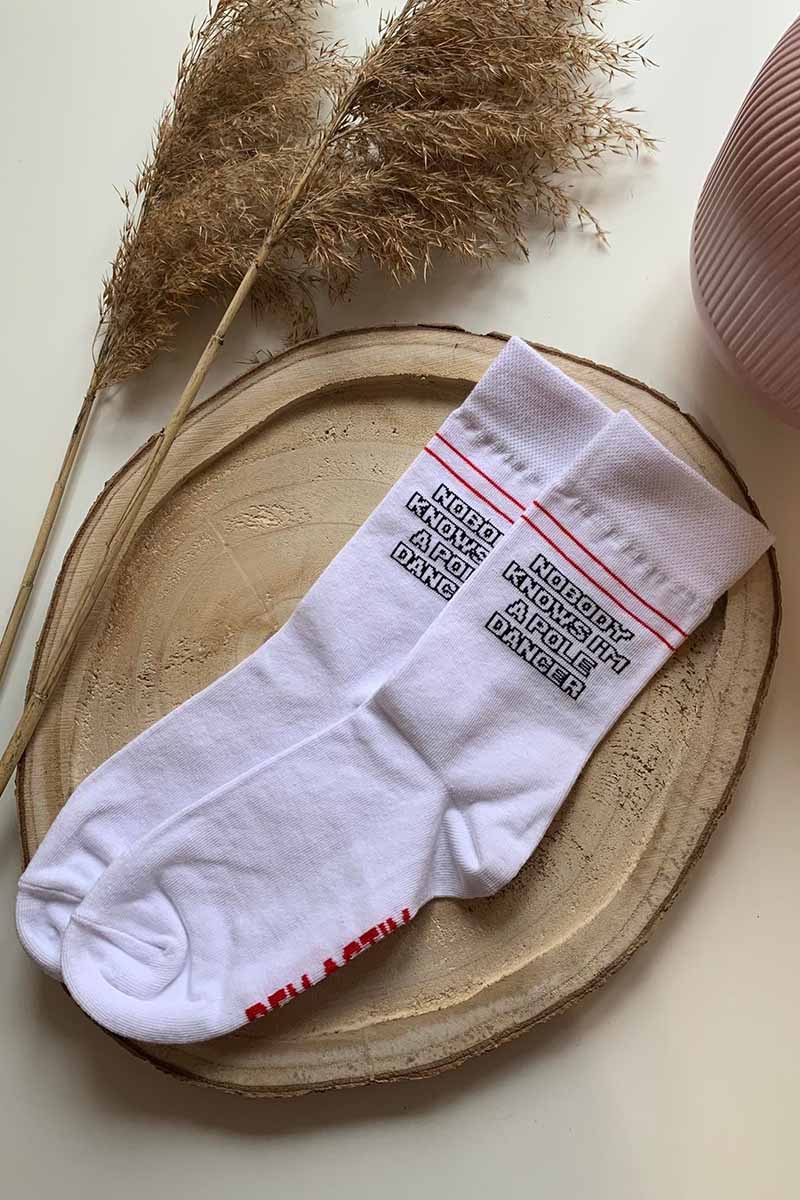REV ACTIV Nobody Knows I'm a Poledancer Socks - White - Image 3