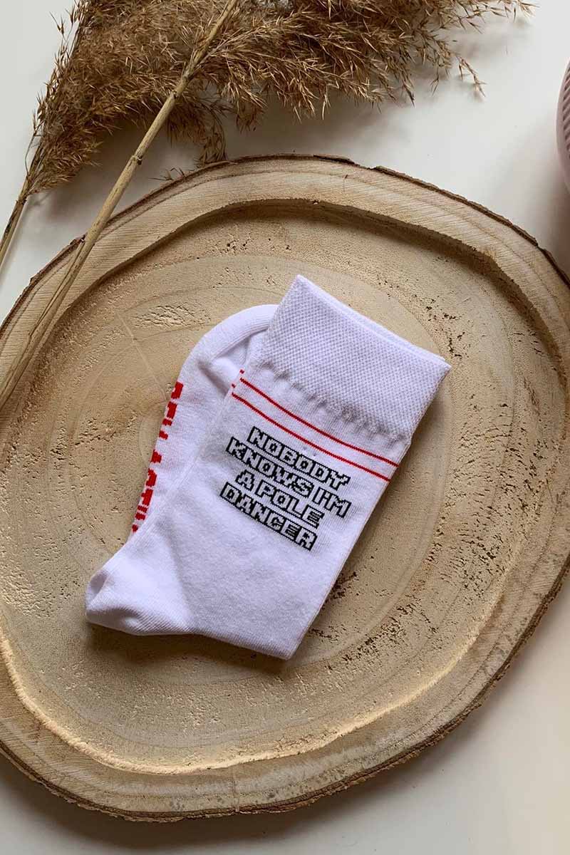 REV ACTIV Nobody Knows I'm a Poledancer Socks - White - Image 4