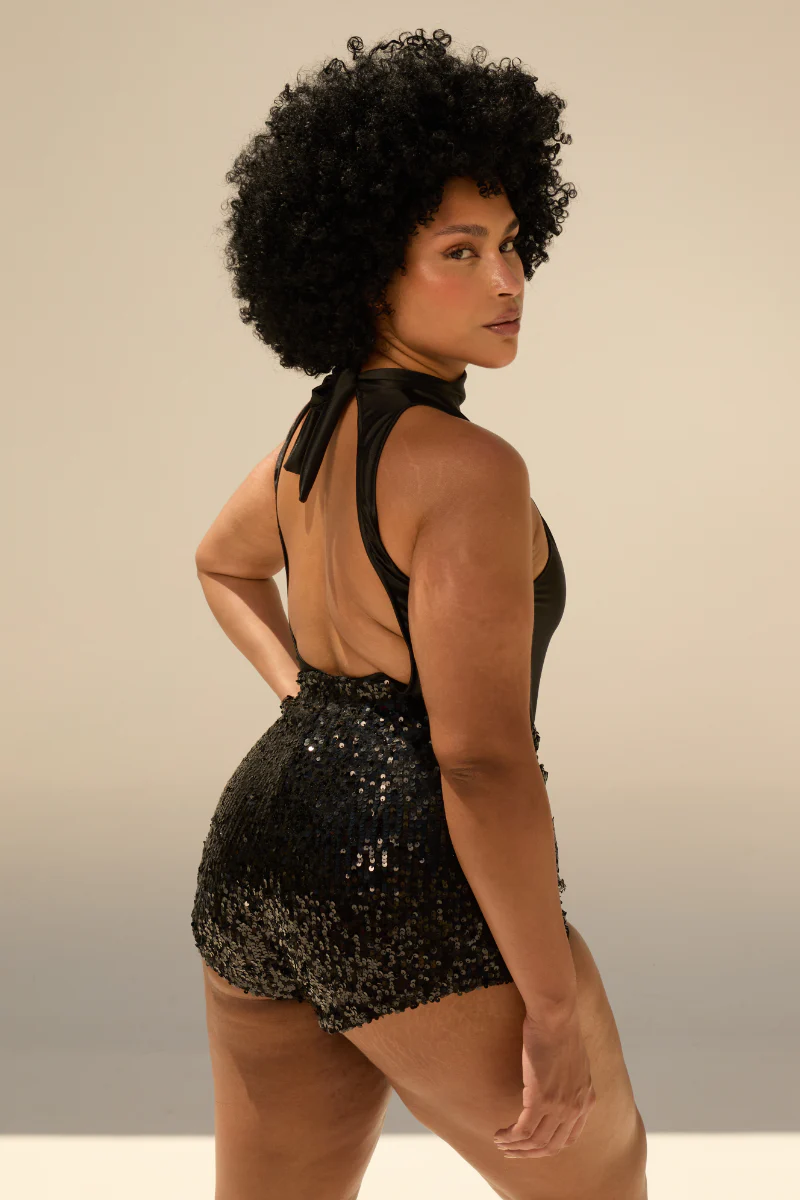 Rolling Bardot Shorts - Black Sequins - Image 2