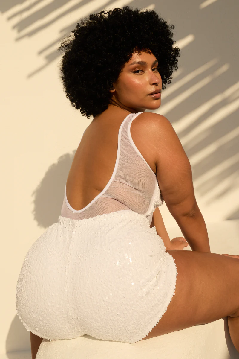 Rolling Bardot Shorts - White Sequins - Image 2