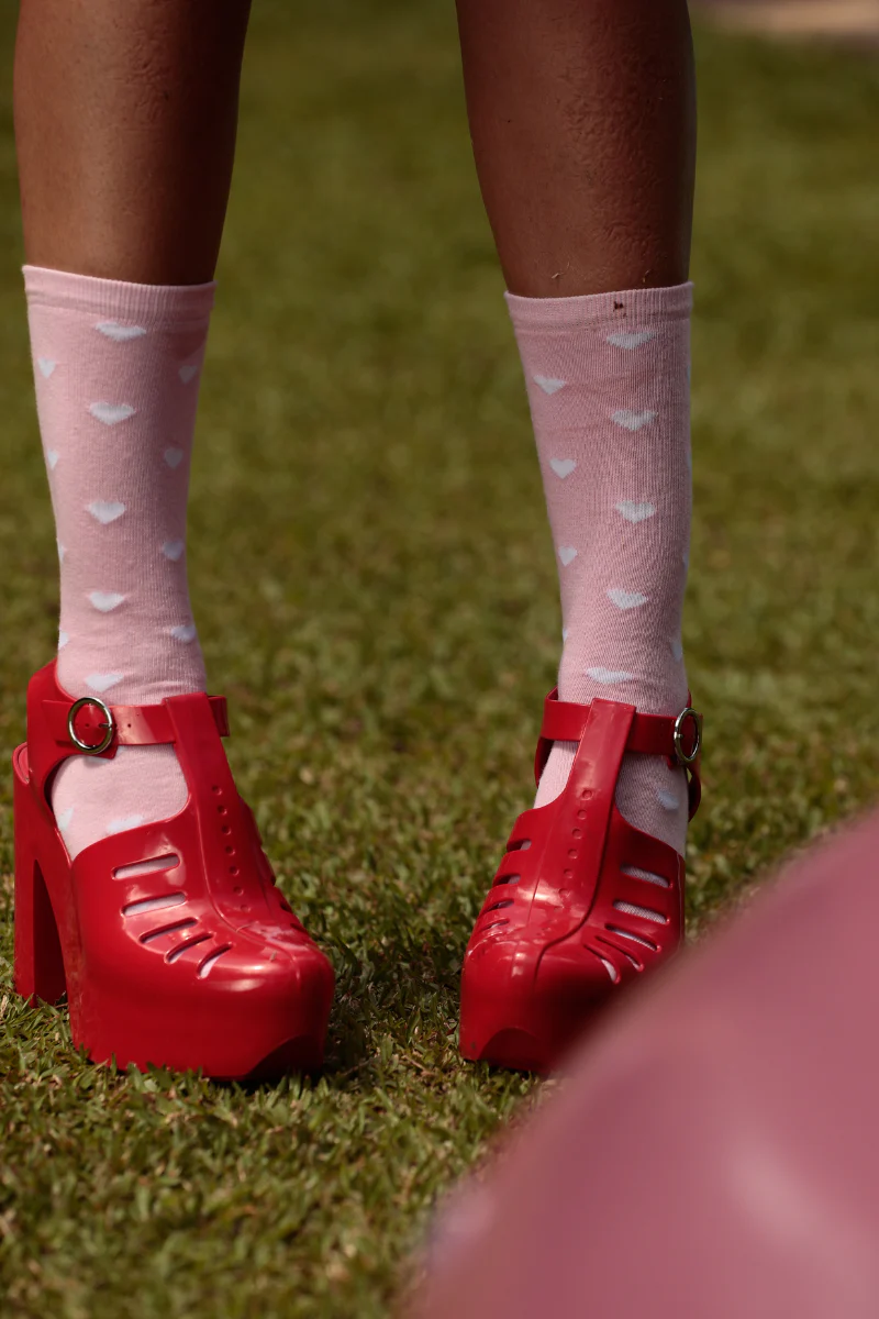 Rolling Calf High Socks - Sweetheart Pink - Image 2