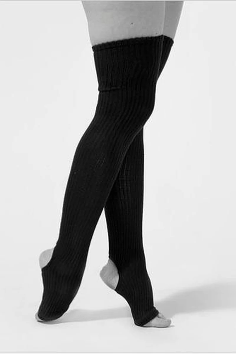 Rolling Cotton Original Thigh High Leg Warmers with Stirrups - Black - Image 2