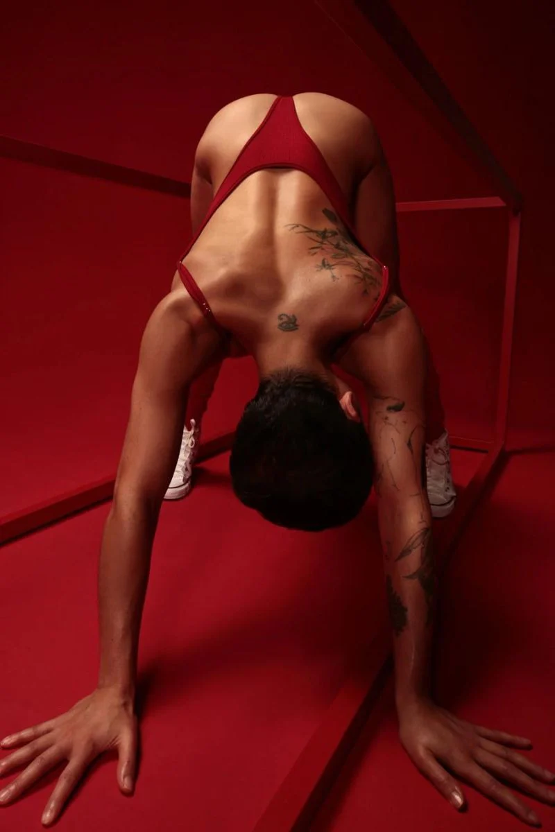 Rolling KI Bodysuit - Ribbed Cherry - Image 2