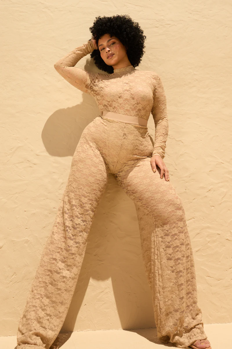 Rolling Lounge Pants - Beige Lace