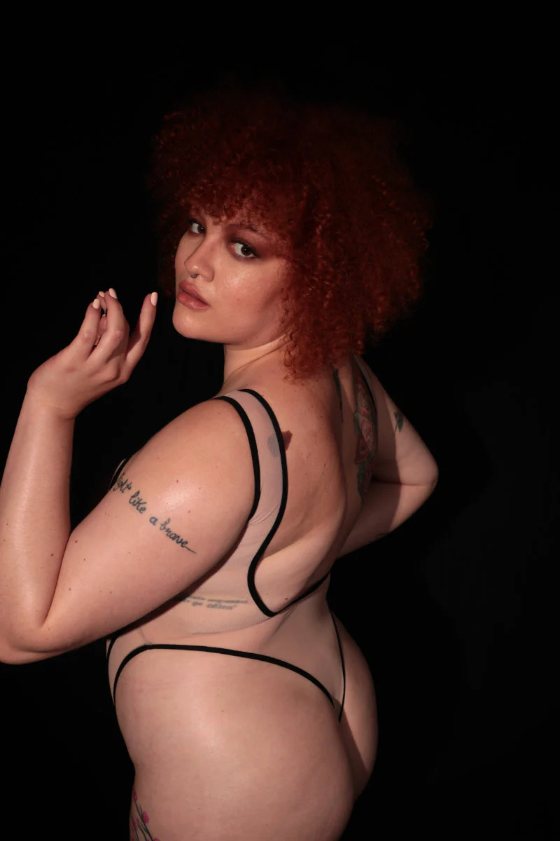 Rolling Vertigo Bodysuit - Beige/Black - Image 3