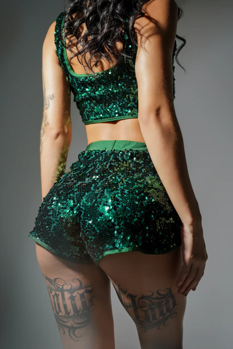 Sorte Aurora Shorts - Emerald Sequins - Image 2