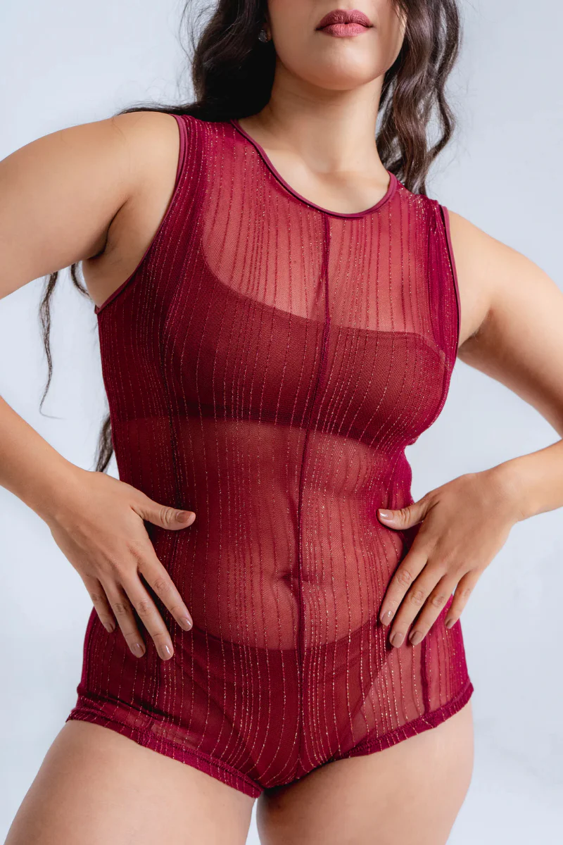 Sorte Brume Bodysuit - Burgundy Mesh - Image 6