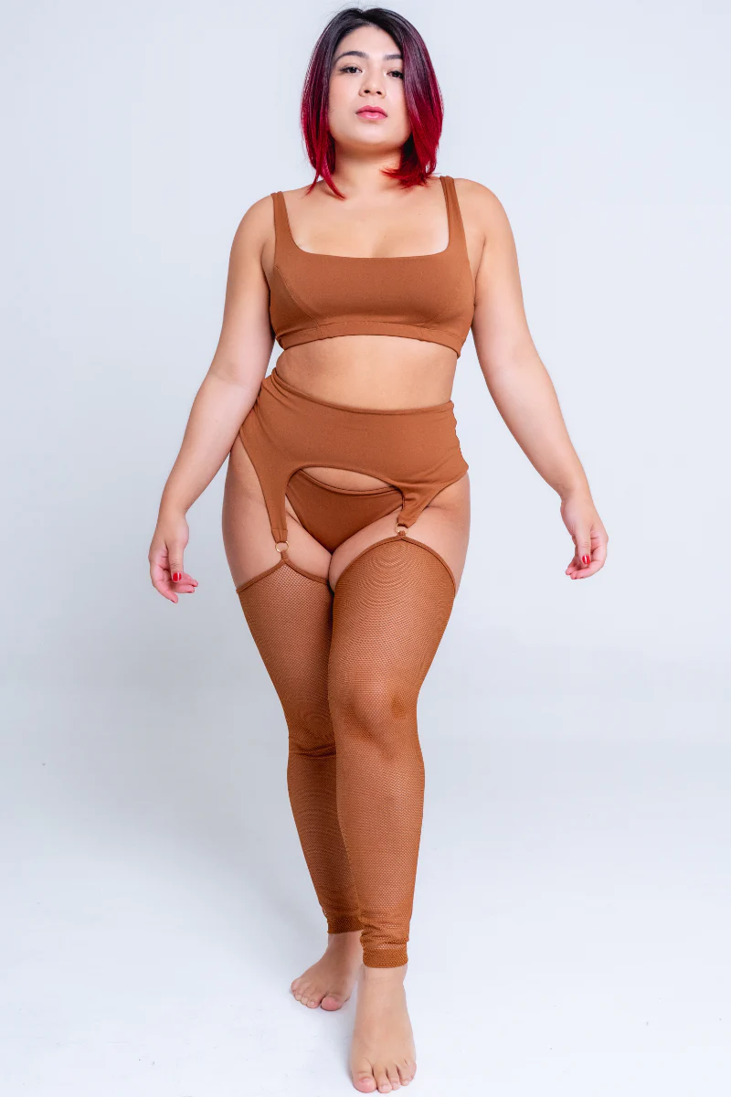 Sorte Inhale Garter Leggings - Caramel