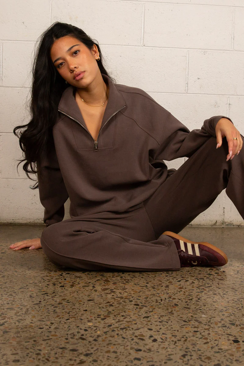 Tatiana Active Cairo 1/4 Zip Sweater - Chocolate Brown - Image 4
