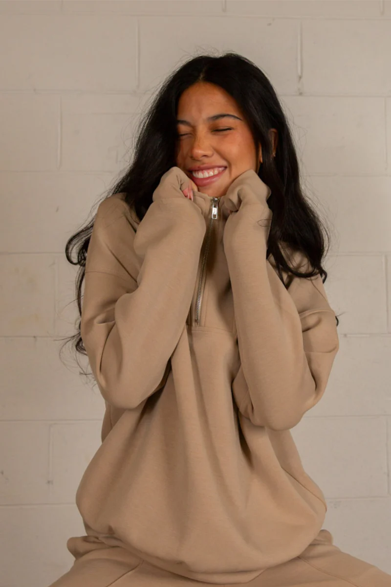 Tatiana Active Cairo 1/4 Zip Sweater - Creamy Latte - Image 3