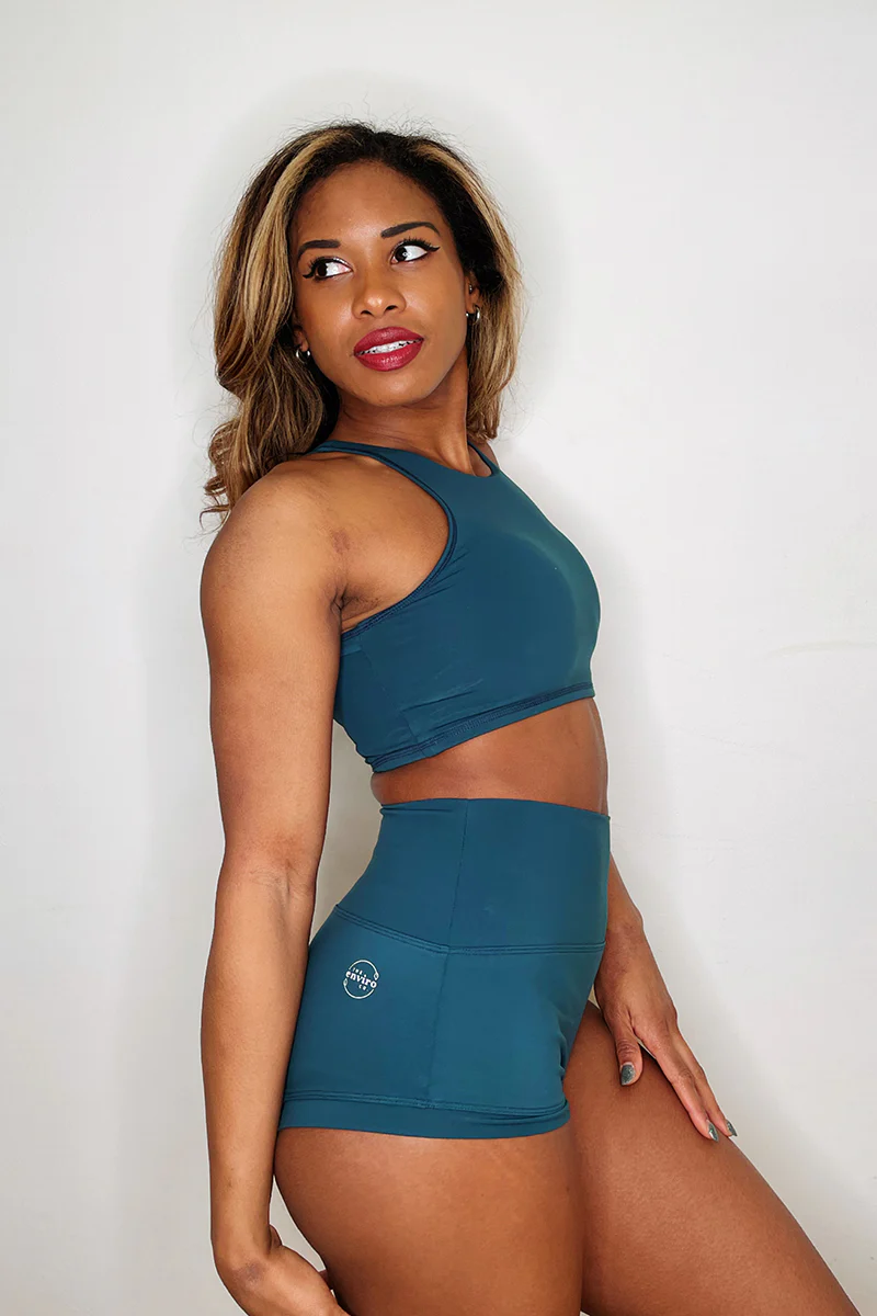 The Enviro Co. High Waist Shorts - Blue Teal - Image 3