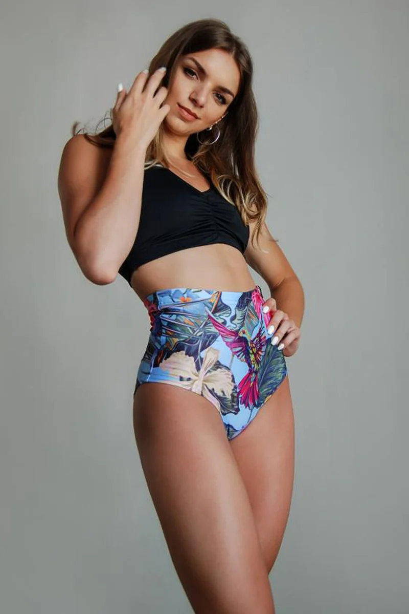 Pole Addict High Waisted Shorts - Tropical Flowers - Image 3
