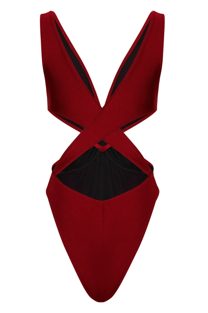 Shark Polewear Twist Bodysuit - Wine - Image 6